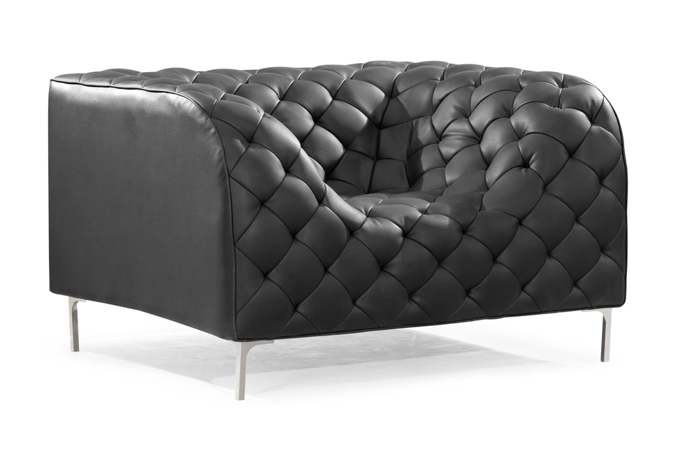 Modern Black Leatherette Sofa Set Prime Leather Sofas